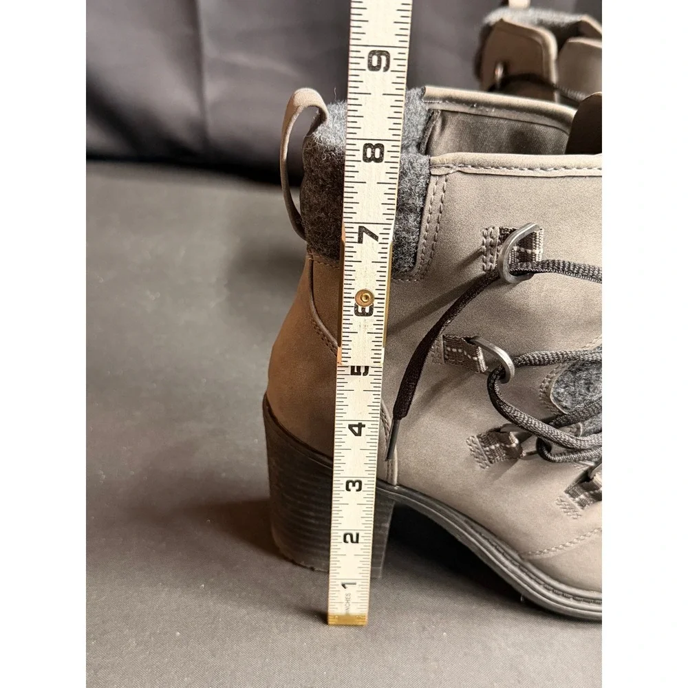 Sonoma Goods For Life Sugarglider Tan Grey Lace Up Block Heel Ankle Boot Women 8